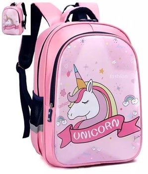 Plecak szkolny dla dziewczynki różowy MPMAX jednorożec dwukomorowy - MPMAX