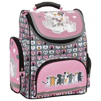 Plecak szkolny dla dziewczynki różowy PakaNiemowlaka kot wielokomorowy - PakaNiemowlaka