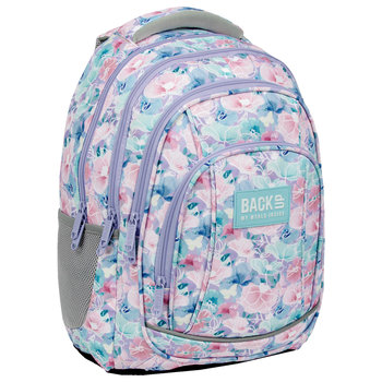Plecak szkolny dla dziewczynki, wiosenne kwiaty, błękitny, BackUp - BackUp