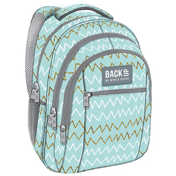Plecak szkolny młodzieżowy dla dziewczyny miętowy w złote zygzaki BackUp - Derform