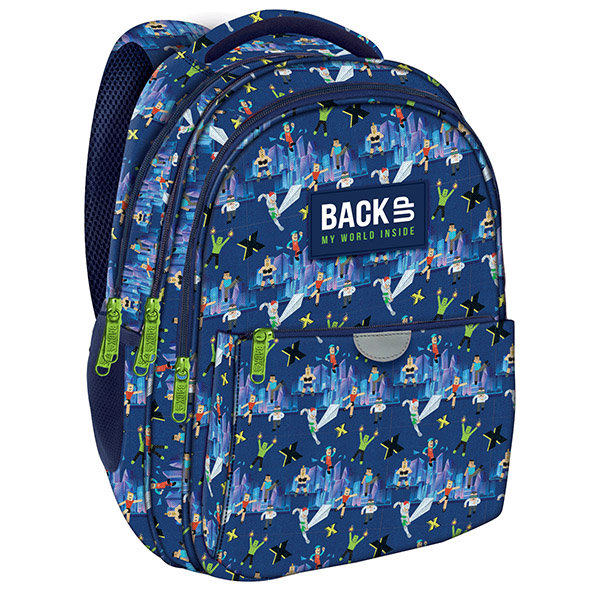 Zdjęcia - Plecak szkolny (tornister) Plecak szkolny młodzieżowy niebieski BackUp model P51 trzykomorowy