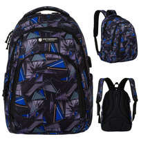 Plecak szkolny Peterson duży mieszczący A4 plecak sportowy z portem USB, geometryczny wzór