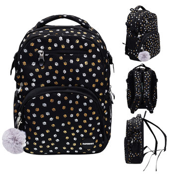 Plecak Szkolny, Purrrfect School, Dwukomorowy, Łapki, Czarny - Paperdot