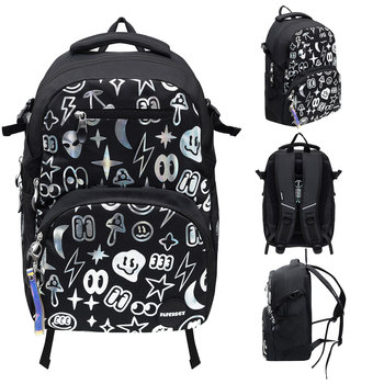 Plecak szkolny, Square It!, dwukomorowy, czarny - Paperdot