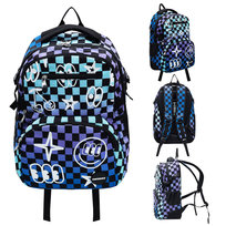 Plecak szkolny, Square It!, dwukomorowy, kratka, fioletowy