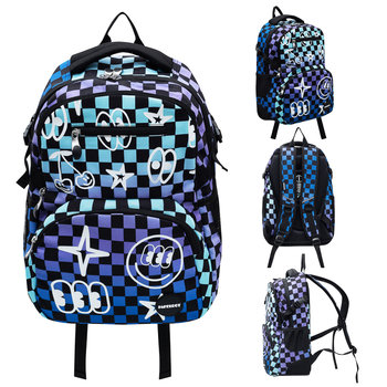 Plecak szkolny, Square It!, dwukomorowy, kratka, fioletowy - Paperdot