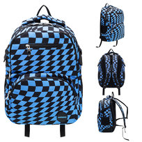 Plecak Szkolny, Square It!, Dwukomorowy, Kratka, Niebieski