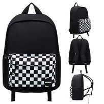 Plecak szkolny, Square It!, jednokomorowy, czarno - biały, kratka