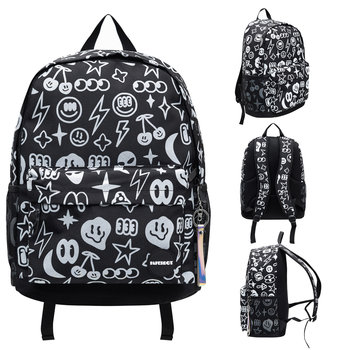 Plecak szkolny, Square It!, jednokomorowy, wzór, czarny - Paperdot