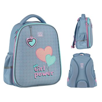 PLECAK SZKOLNY TORNISTER DLA DZIEWCZYNKI SZARY Z SERDUSZKIEM GoPack - GoPack