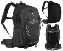 Plecak turystyczny 40L szary dwukomorowy plecak w góry trekkingowy kieszeń na laptopa pas biodrowy pas piersiowy system nośny pokrowiec przeciwdeszczowy gwizdek bezpieczeństwa