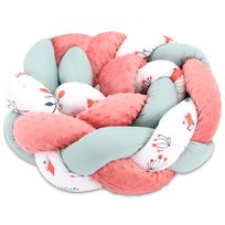 Pleciona poduszka dla dzieci 200 cm - Puszysta poduszka do przytulania lub poduszka dekoracyjna do pokoju dziecięcego minky liski terracotta