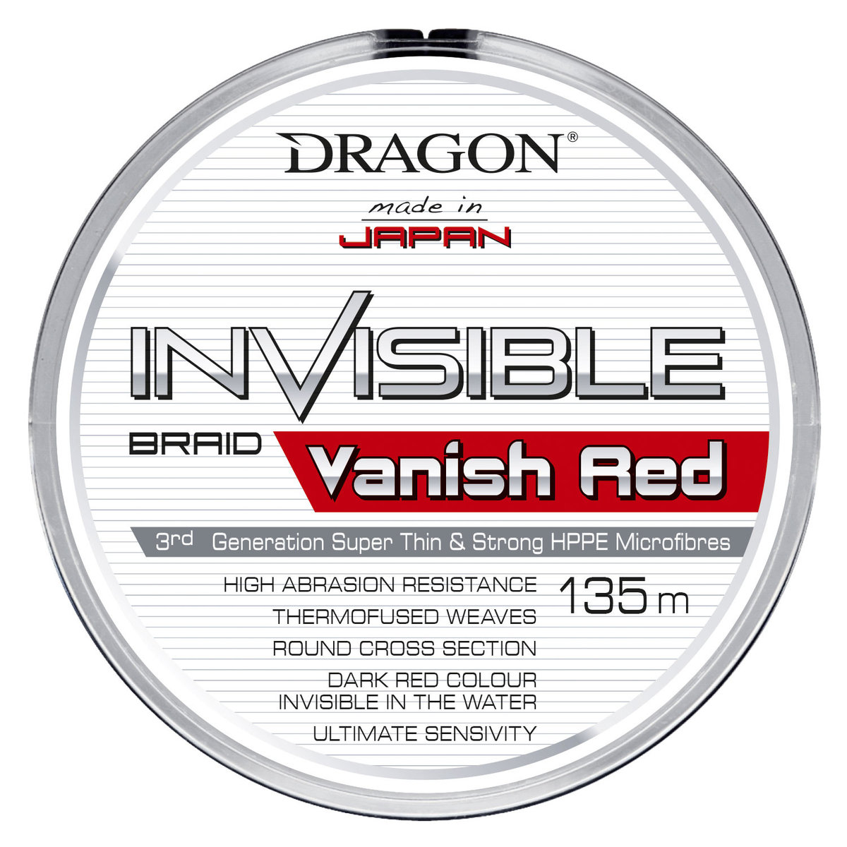 Plecionki Dragon Invisible Vanish Red 135 M 0,16 Mm - DRAGON