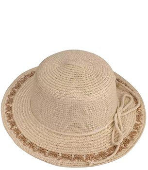 Pleciony kapelusz słomkowy z rafii ze sznurkiem - Agrafka