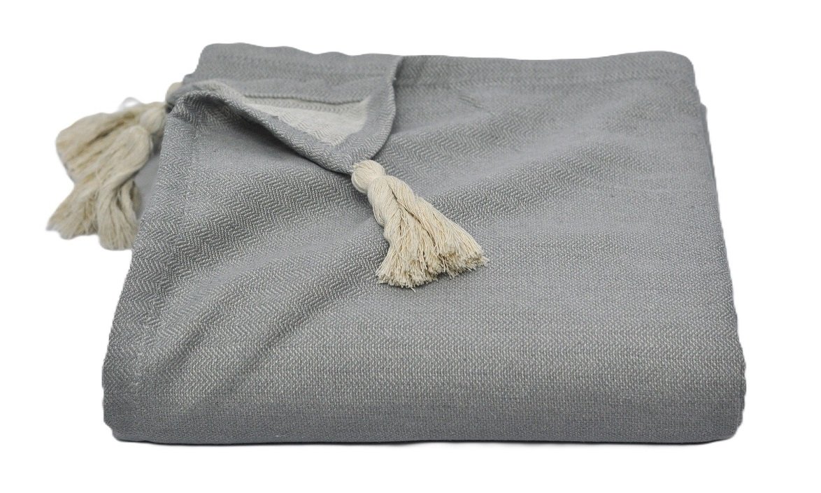 Pled narzuta bawełna Zoja 160x200 szara minimalistyczna boho