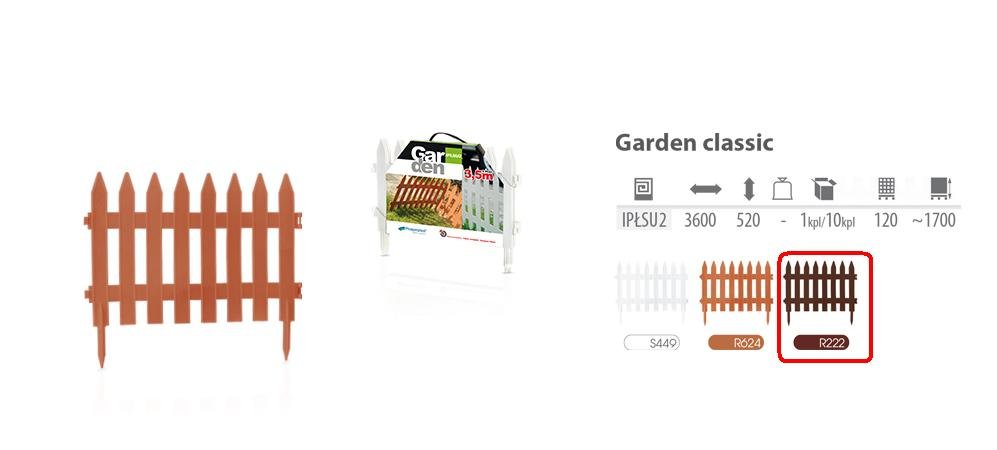 Płotek ogrodowy PROSPERPLAST Garden Classic, brązowy, 60x52 cm