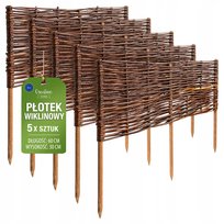 Płotek wiklinowy palisada ogrodowa obrzeże trawnikowe brązowe 60x30cm 5 szt