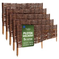 Płotek wiklinowy trawnikowy obrzeże palisada ogrodowa brązowy 120x40 cm 5 szt