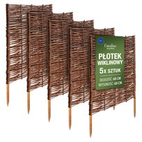 Płotek wiklinowy trawnikowy obrzeże palisada ogrodowa brązowy 60x60 cm 5 szt