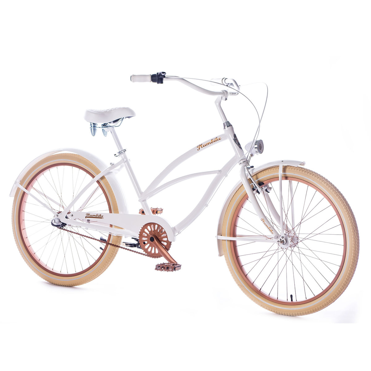 Фото - Велосипед Plumbike Rower miejski damski z bagażnikiem  26 cali biały 