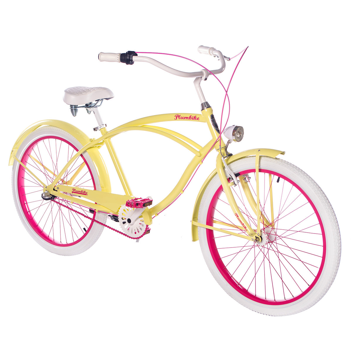 Фото - Велосипед Plumbike Rower miejski damski z bagażnikiem  26 cali jasnożółty 