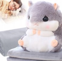 PLUSZAK CHOMIK Z KOCYKIEM DUŻA MASKOTKA PODUSZKA KOC 4W1 PRZYTULANKA MUFKA ZESTAW