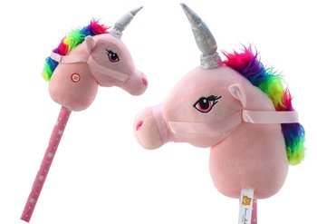 Pluszowa Głowa Jednorożca Na Kiju Hobby Horse Jednorożec Różowy - Lean Toys