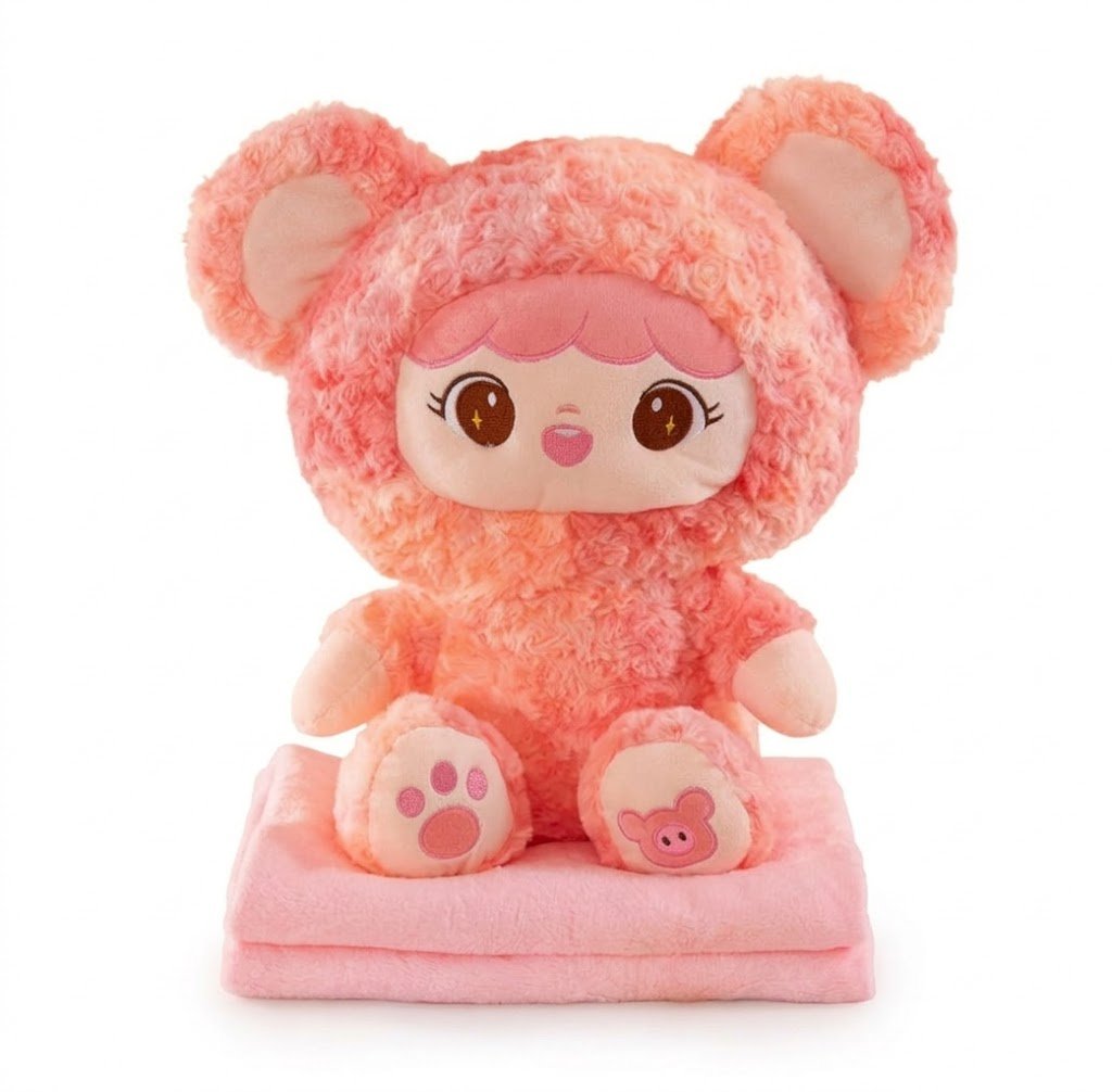 Inny producent Inny Producent Pluszowa Maskotka Z Kocykiem 2W1 Kawaii – Różowe Zwierzątko, Przytulanka Dla Dzieci