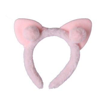 Pluszowa opaska z uszami kota, różowa - Hedo