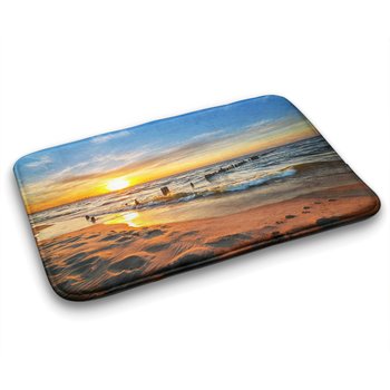 Pluszowy Dywanik do Łazienki 75x45 cm - Plaża Zachód Słońca - Coloray