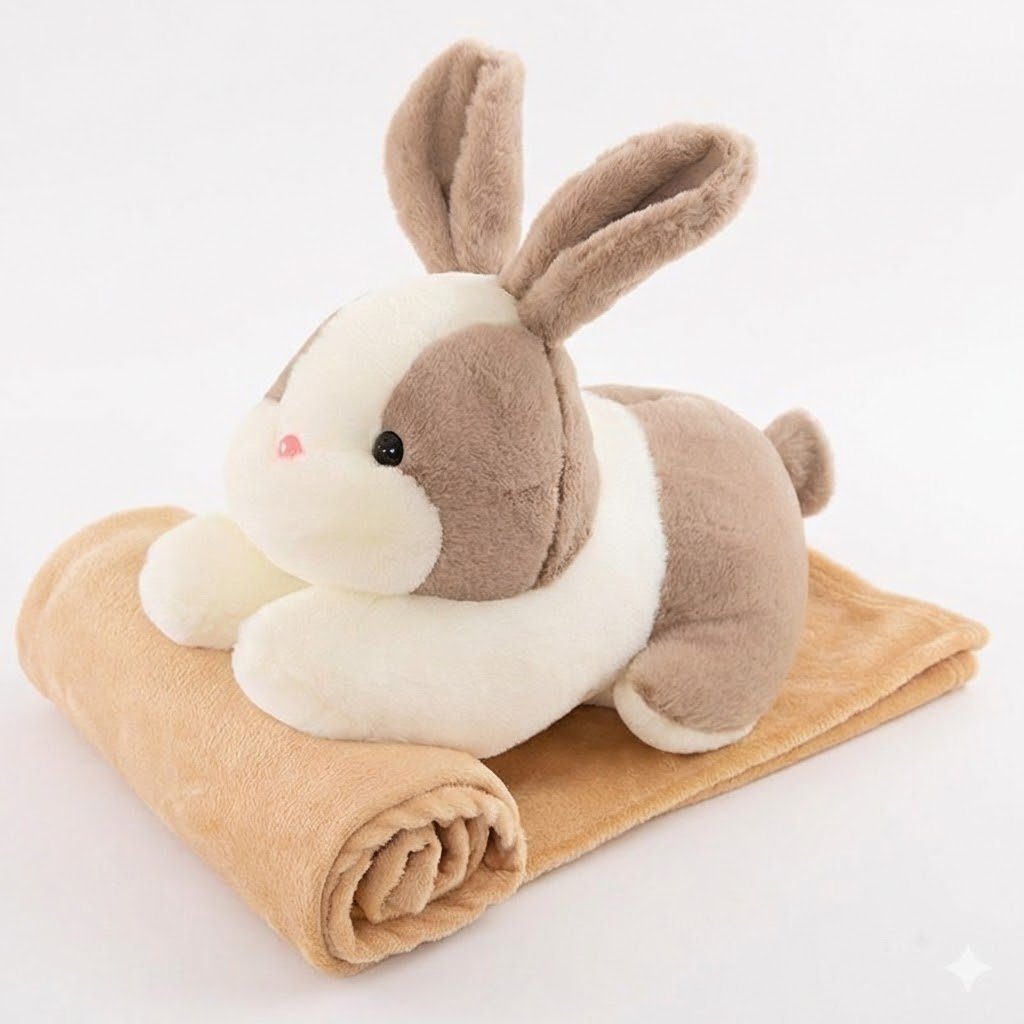 Inny producent Inny Producent Pluszowy Królik Z Kocykiem – Zestaw Prezentowy, Maskotka Przytulanka Dla Dzieci