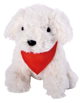 Pluszowy pies BENNI, biały, czerwony - UPOMINKARNIA