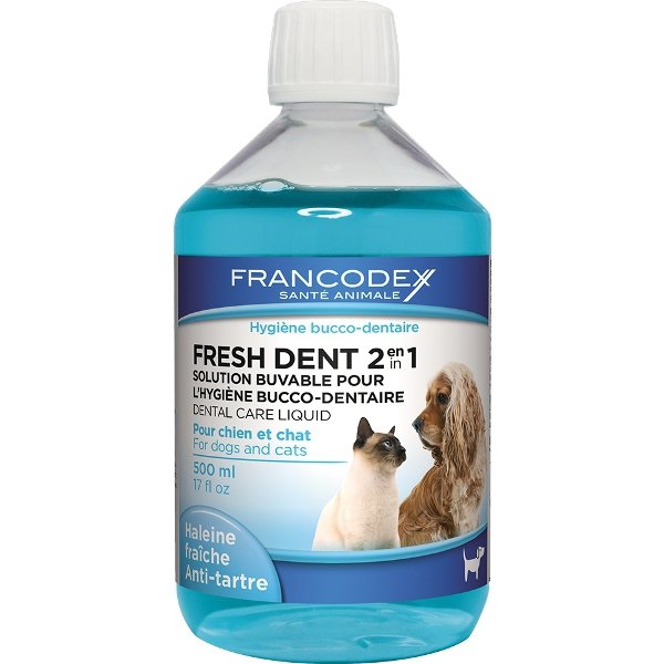Zdjęcia - Kosmetyki dla psów Zolux Płyn do higieny jamy ustnej dla psów i kotów FRANCODEX Fresh Dent, 500 ml 