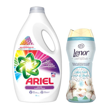 Płyn do prania ARIEL Color 2,4 l + Perełki zapachowe LENOR Cotton 210 g - Ariel