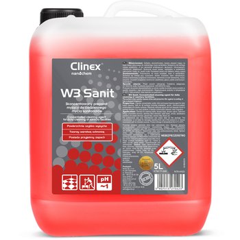 Płyn Koncentrat Do Mycia Glazury Podłóg Ścian W Sanitariatach Łazienkach Clinex W3 Sanit 5L - Clinex