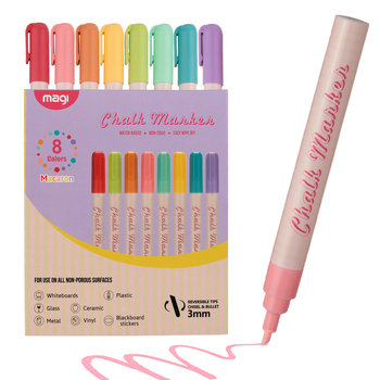 Płynne MARKERY KREDOWE Zestaw 8 KOLOROWYCH Pisaków Kredowych WODOODPORNE - Ragi