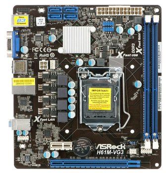 Płyta główna ASROCK H61M-VG3 Intel H61 LGA 1155 - ASRock