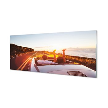 Płyta szklana Droga auto ludzie niebo 125x50 cm - Tulup