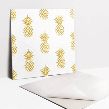 Płytki Samoprzylepne PCV - Złoty rysunkowy ananas, 30x30 cm - 9 sztuk - Tulup