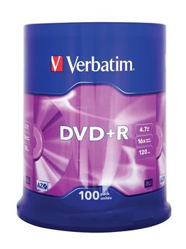 Płyty DVD+R VERBATIM AZO Matt Silver, 4.7 GB, 16x, 100 szt. - Verbatim