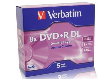 Płyty DVD+R VERBATIM Double Layer Matt, 8.5 GB, 8x, 5 szt. - Verbatim