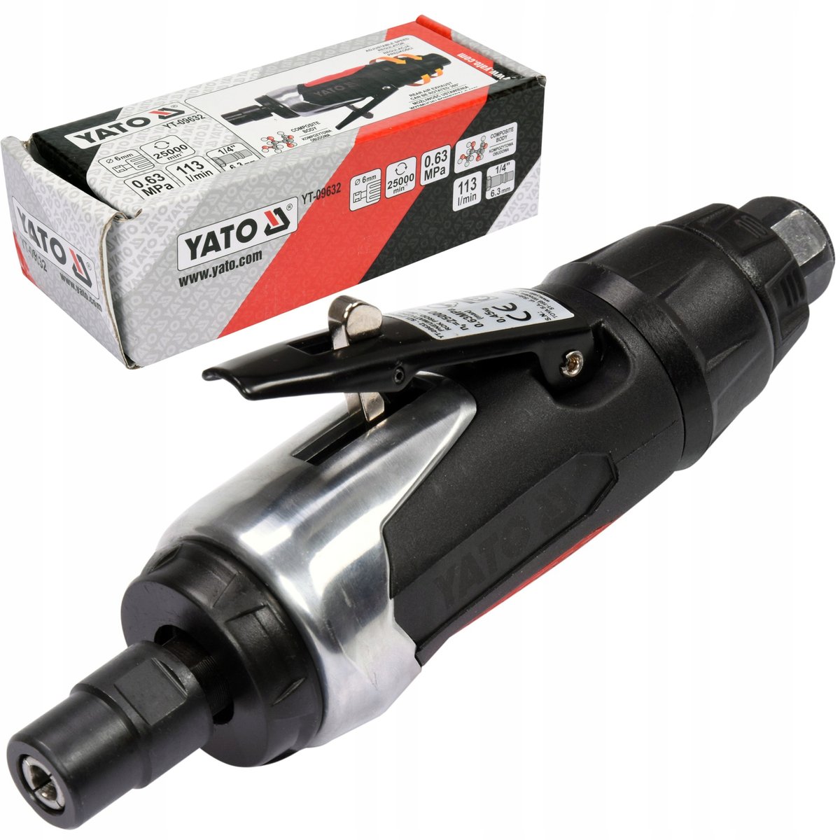 Pneumatyczna szlifierka prosta YATO 0.63 Mpa YT-09632