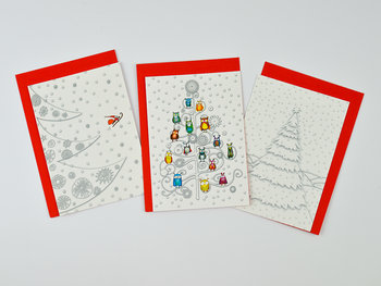 Pocztówki świąteczne kartki 201 - zestaw, białe święta