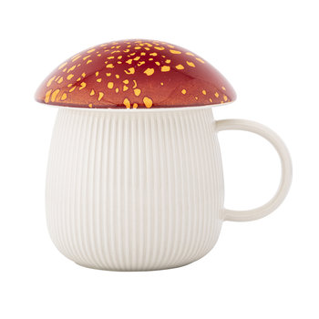 Pod Kapeluszem Kubek Ceramiczny 450 ml W Kształcie Grzybka Z Rudą Pokrywką W Opasce - Altom Design