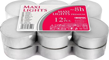 Podgrzewacze bezzapachowe tealight BISPOL 8H MAXI LIGHT 12szt. - BISPOL