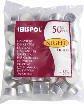 Podgrzewacze bezzapachowe tealight BISPOL 8H NIGHT LIGHTS 50szt. - BISPOL