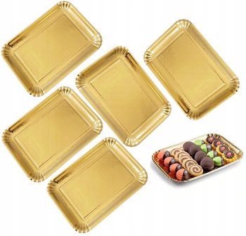 Podkład pod tort taca złoty podkładka pod ciasto monoporcje 17x24cm 5 szt - Elhandel