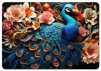 Podkładka na biurko 50×70 cm, wzór Peafowl – ekologiczny filc, nadruk HD, ochrona blatu, do biura i pokoju – Bertoni