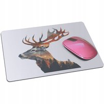 PODKŁADKA POD MYSZ myszkę JELEŃ Z JELENIEM las drzewa dzika przyroda