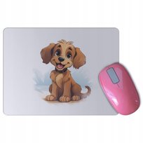 PODKŁADKA POD MYSZ z psem pies piesek SŁODKI BRĄZOWY DLA DZIECKA